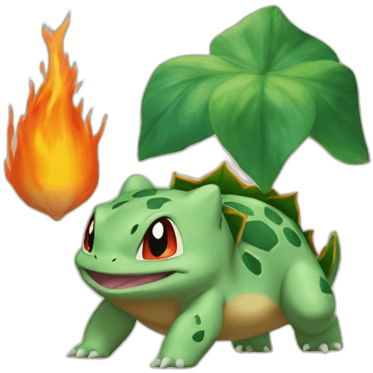 Bulbasaur behind charmander emoji