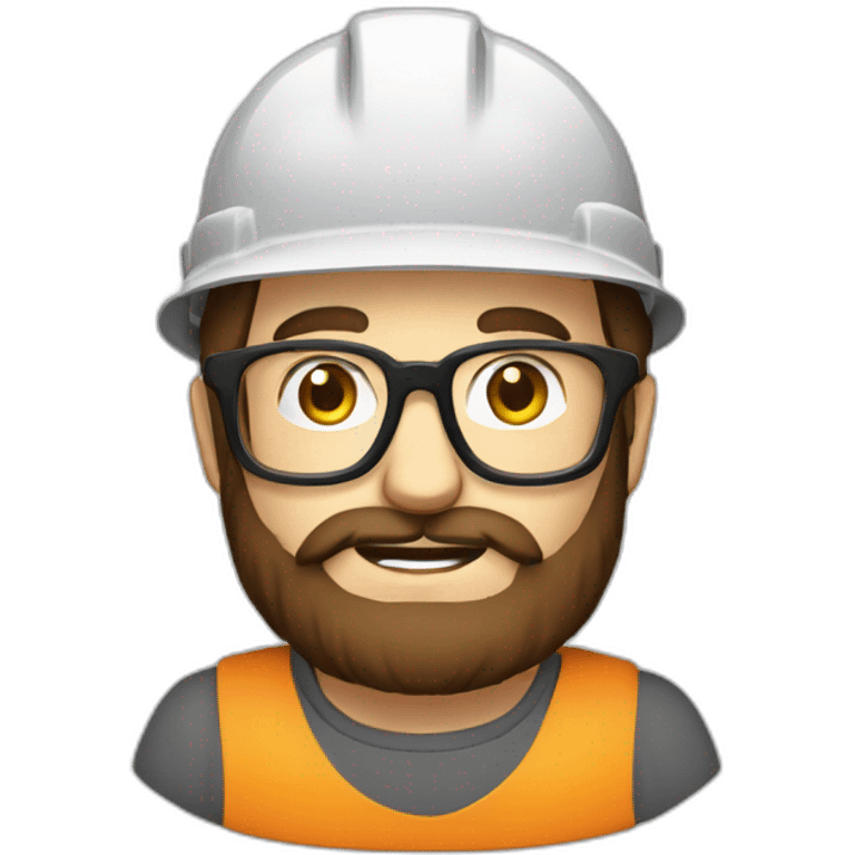 brown hair beard glasses hardhat square-shirt emoji