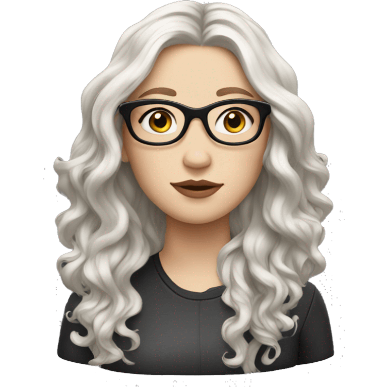 white girl with black wavy shoulder length hair and glasses emoji