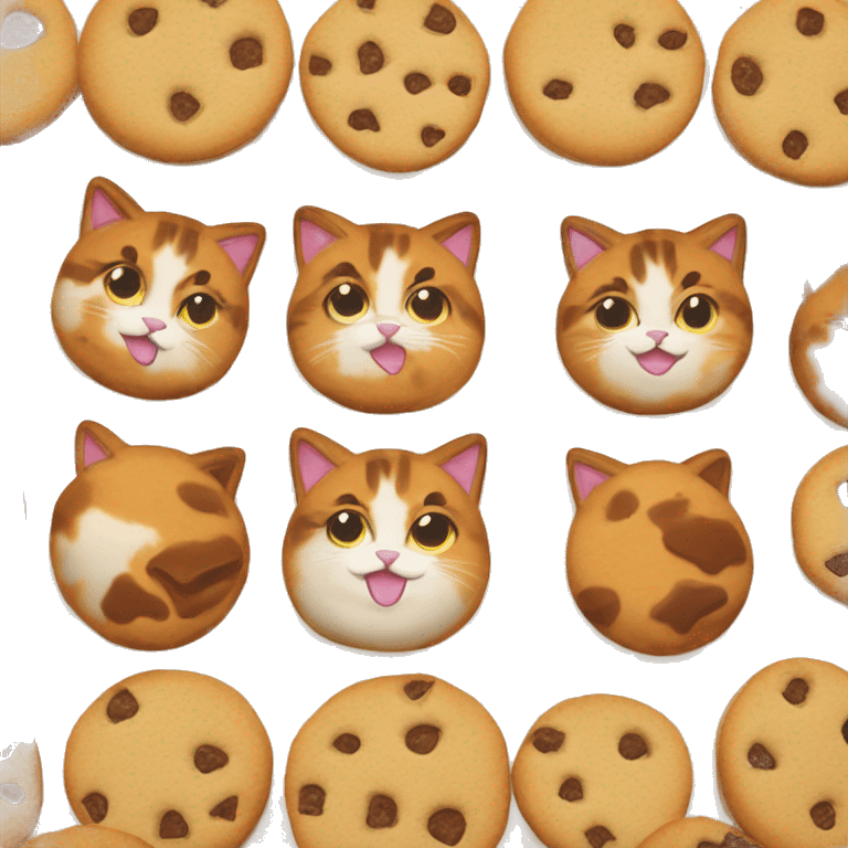 Calico cat eating cookies emoji