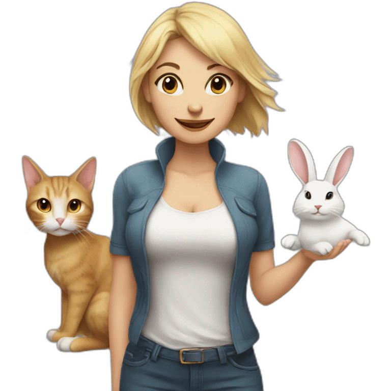 cat + woman + rabbit emoji