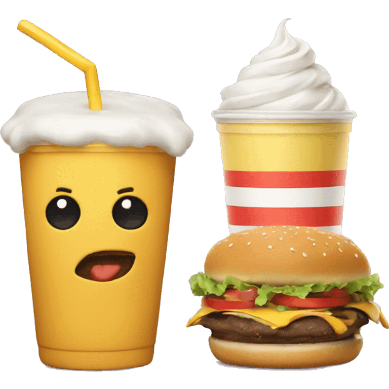 Cheeseburger and milkshake emoji