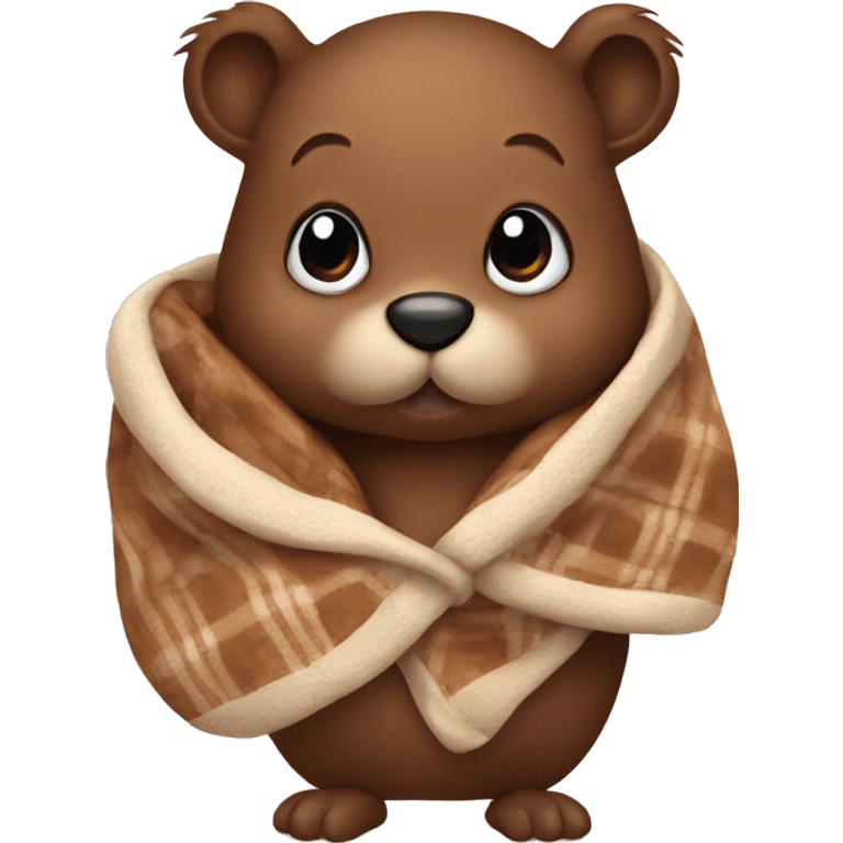 little beaver in a blanket with a pacifier emoji