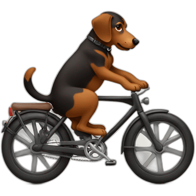 black with brown dog on a bike emoji