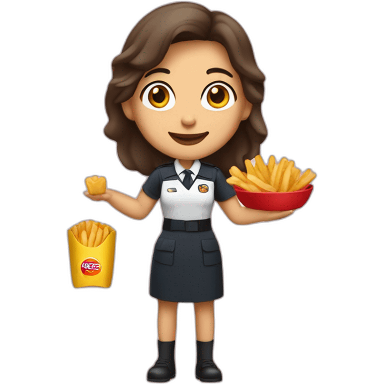 Mujer que vende papas fritas con uniforme rojo emoji