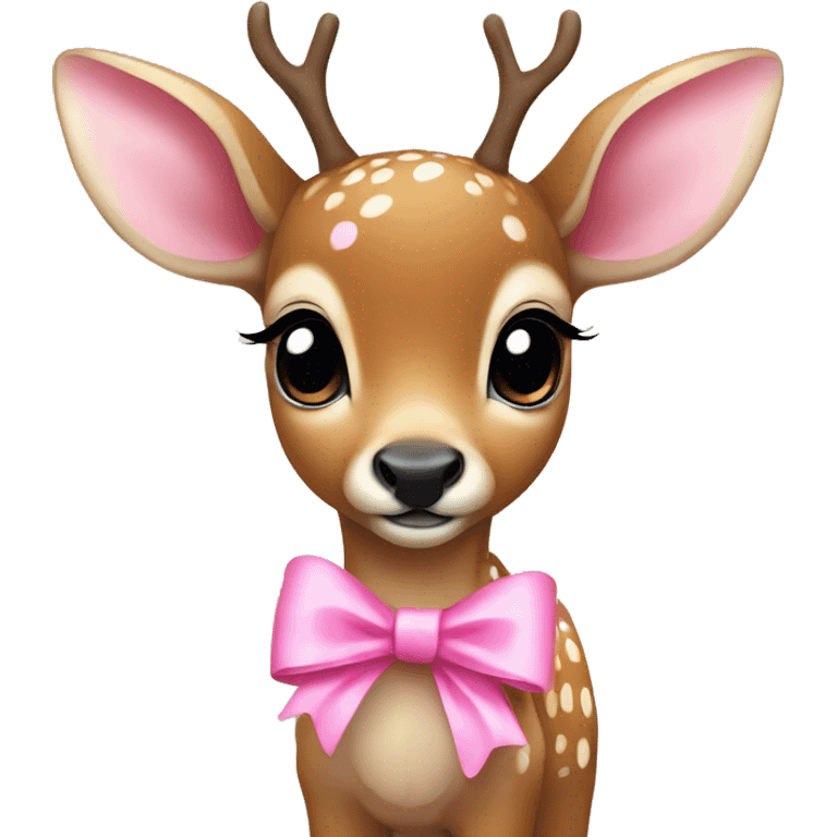 a baby deer with a pink bow  emoji