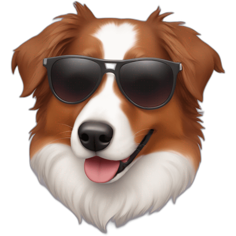 red australian shepherd with sunglasses emoji