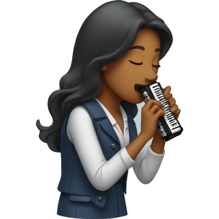 Female playing  harmonica emoji