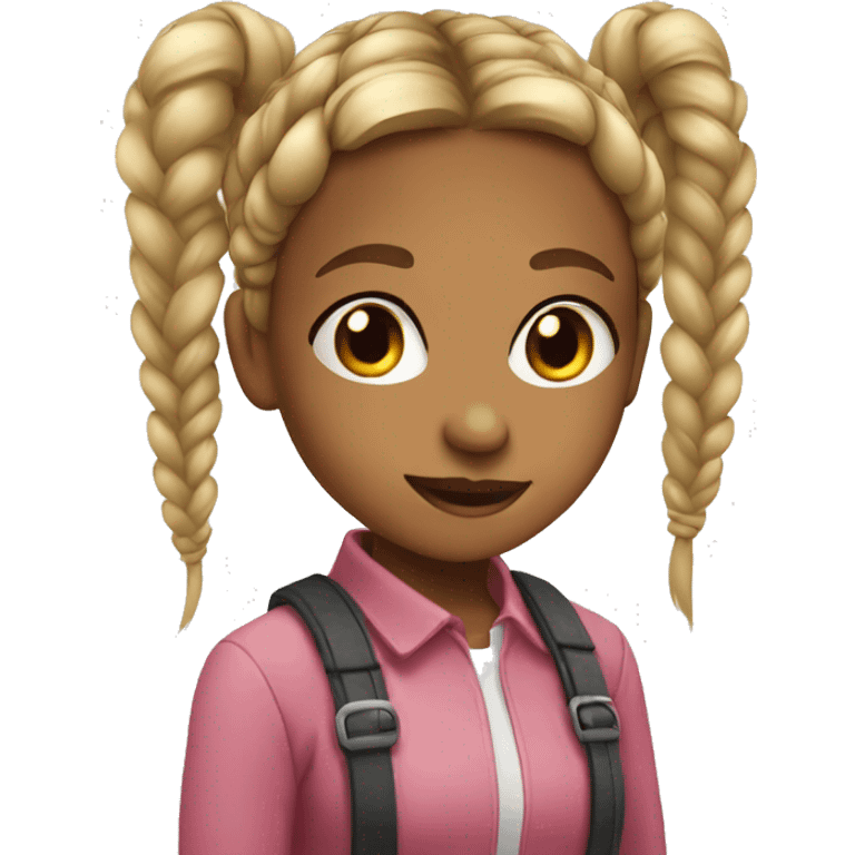 girl with 2 short pigtail braid emoji