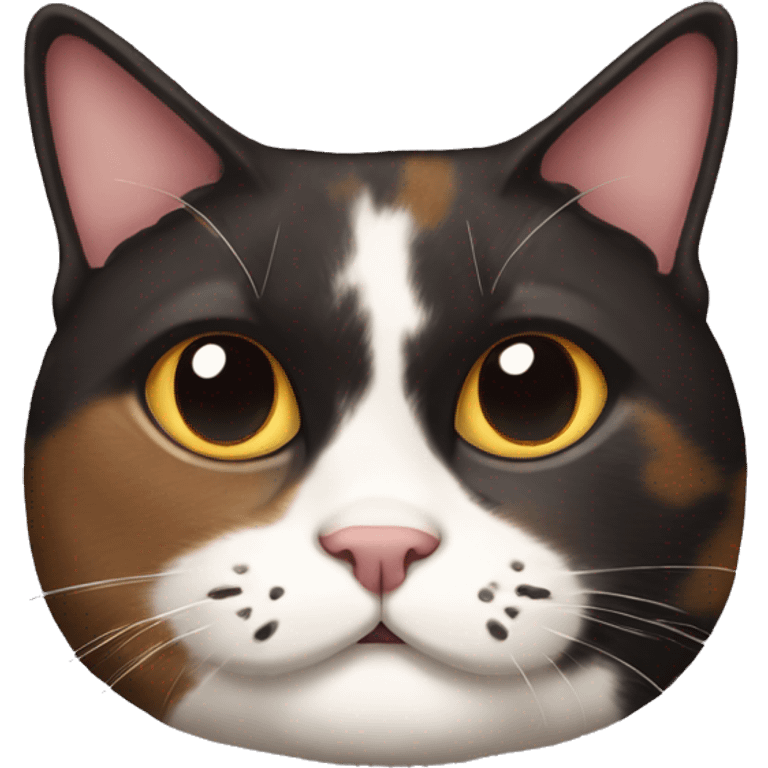 Fat calico cat with dark sundae emoji