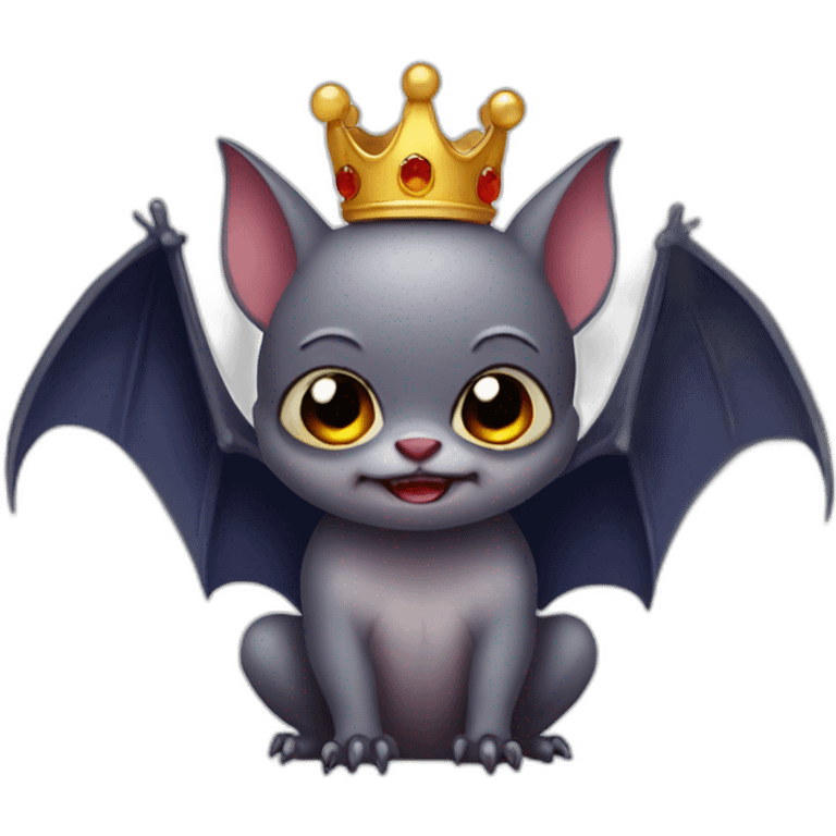 vampire bat with wings wearing crown spooky emoji