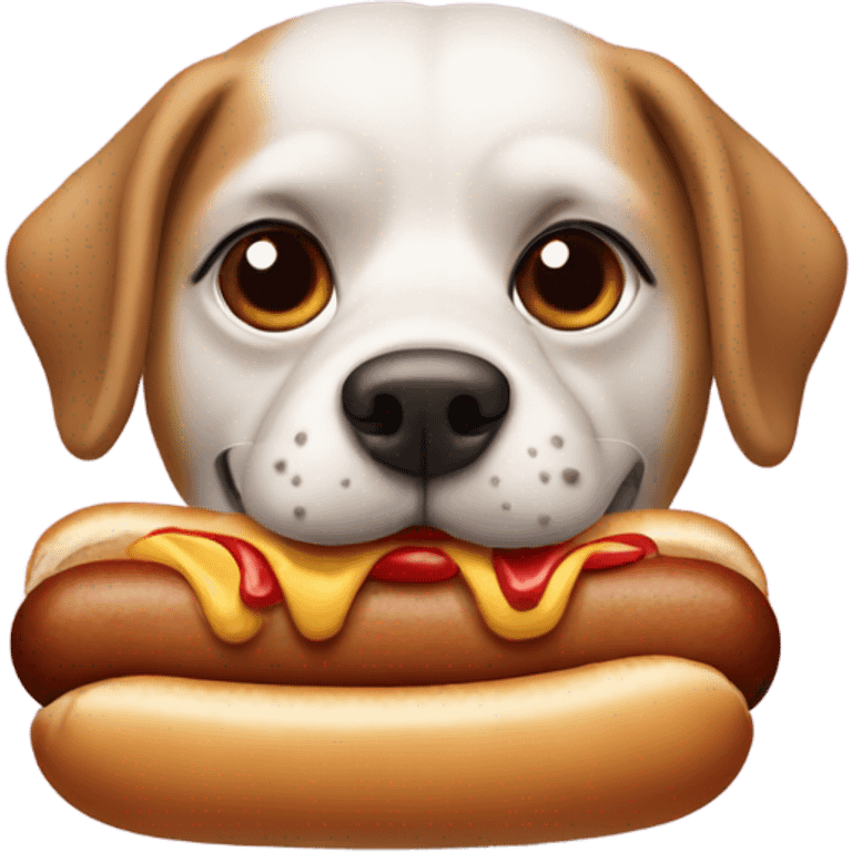 Dog eating hotdog emoji