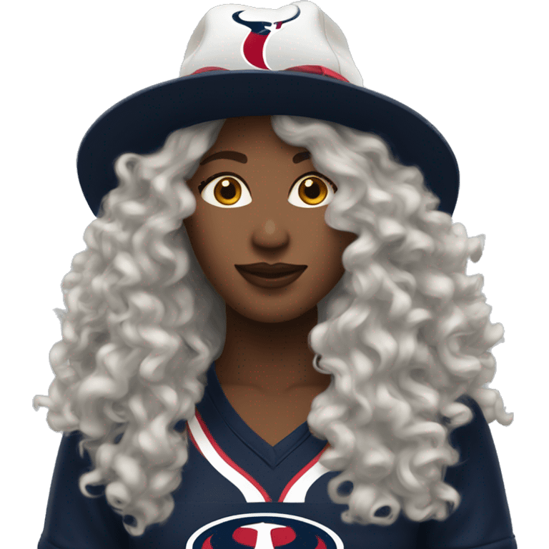 HOUSTON TEXANS hat woman with long curly hair  emoji