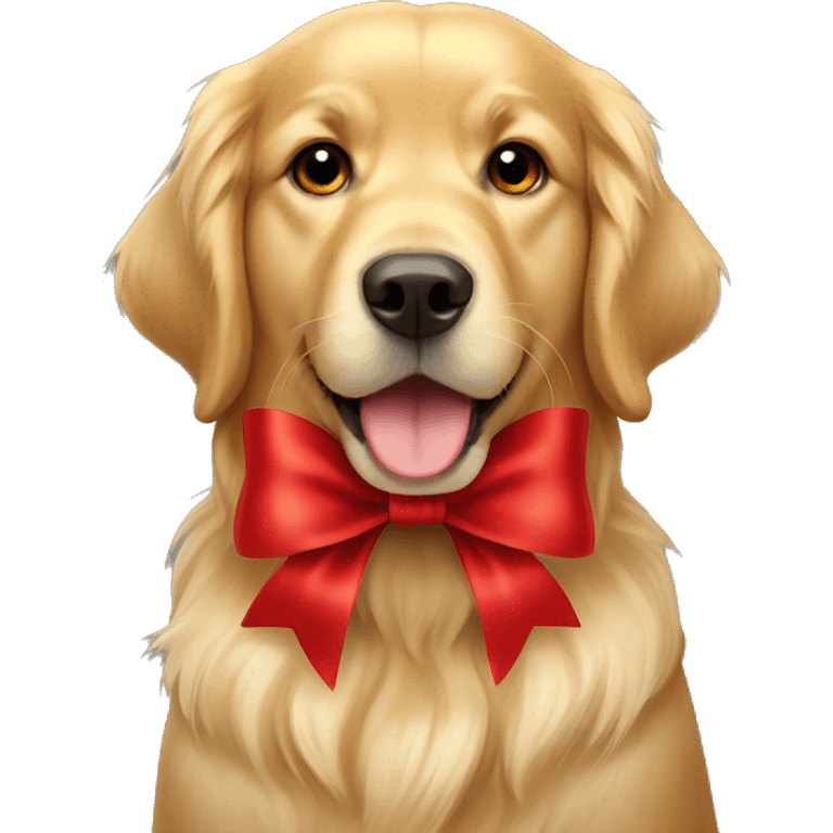 Golden Retriever with red bow  emoji