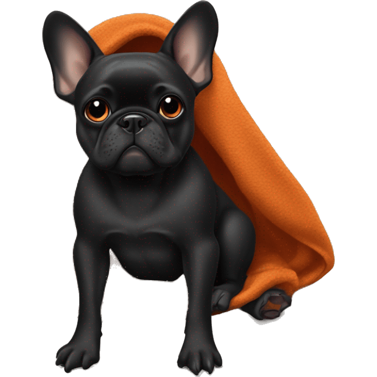 Black frenchie with burnt orange blanket  emoji