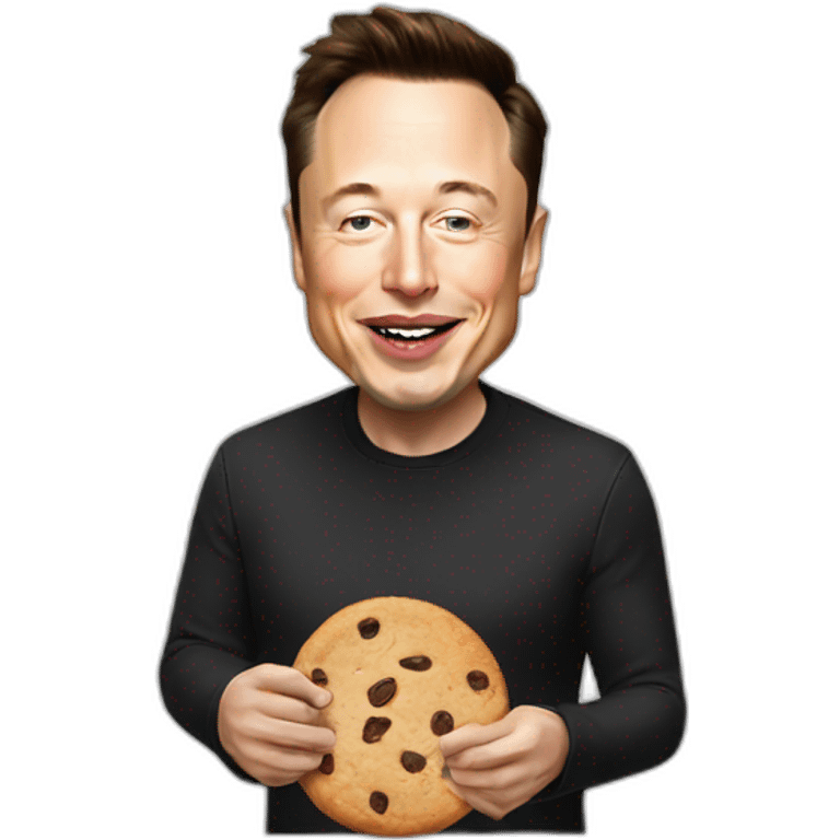 Elon Musk eating a cookie emoji