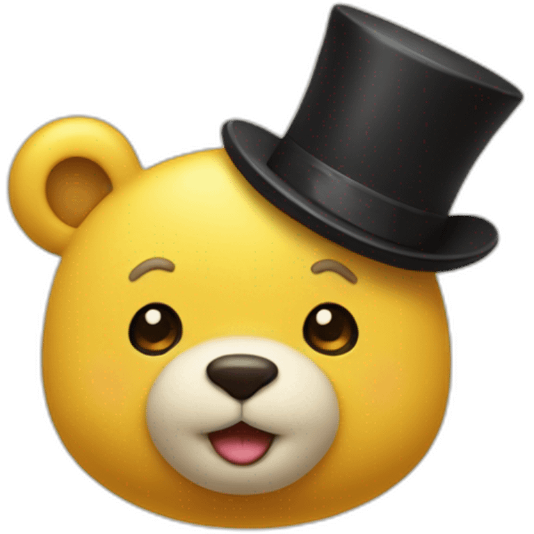 A little kawai bear yellow with a top hat emoji