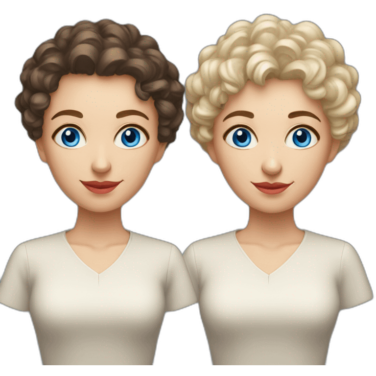 Russian middle aged sister twins with blue eyes and very short curly hair teachers emoji