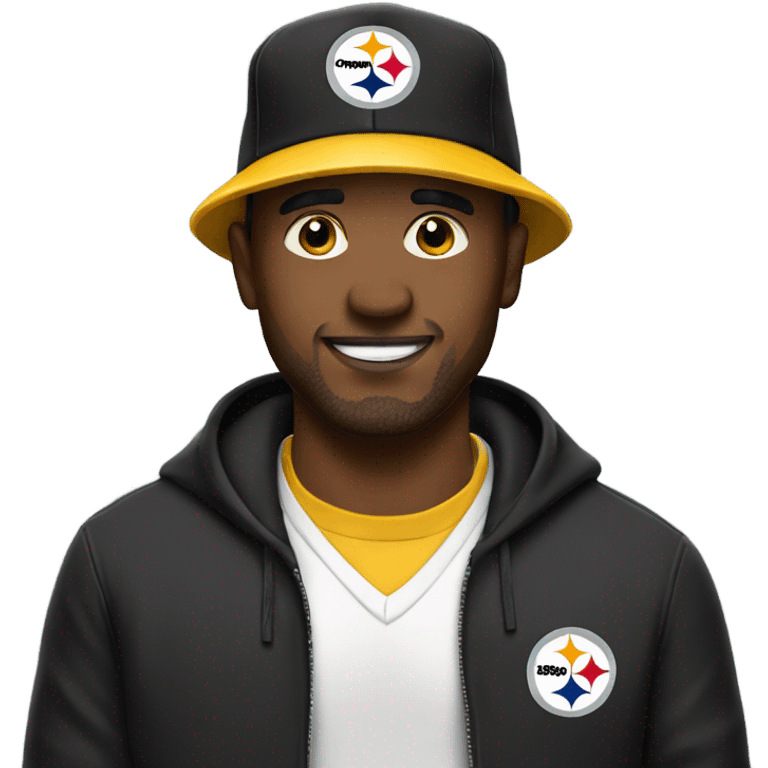 Man with Steelers hat emoji