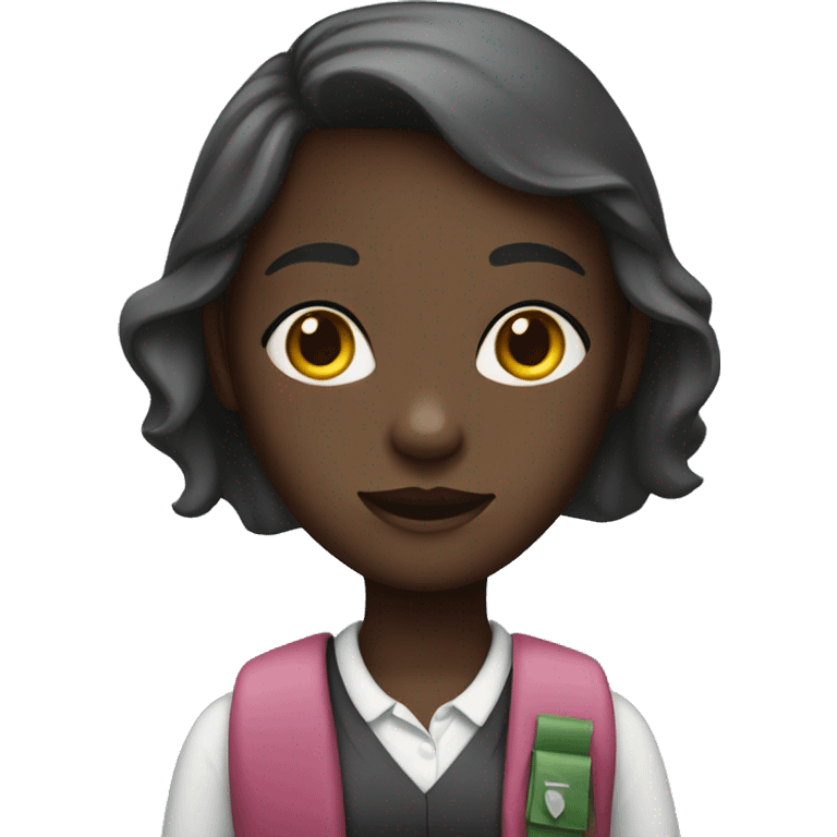 school girl with dark skin emoji