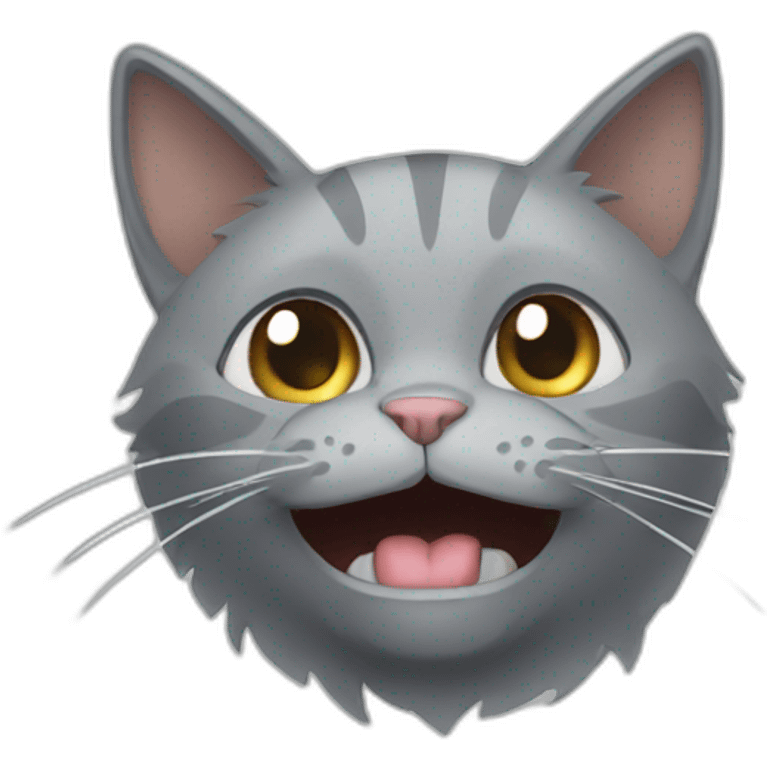 A grey cat throwing up emoji