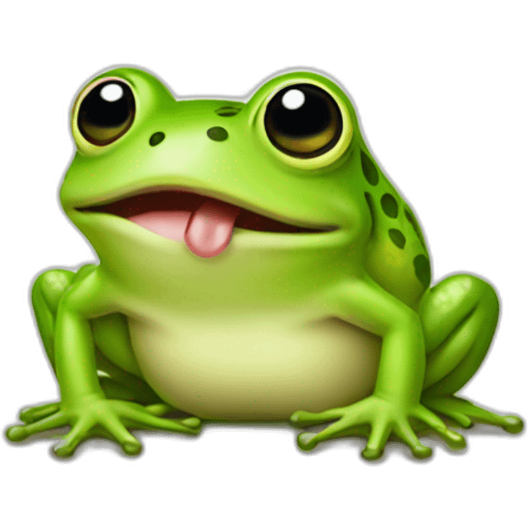 Frog with tab on tongue emoji