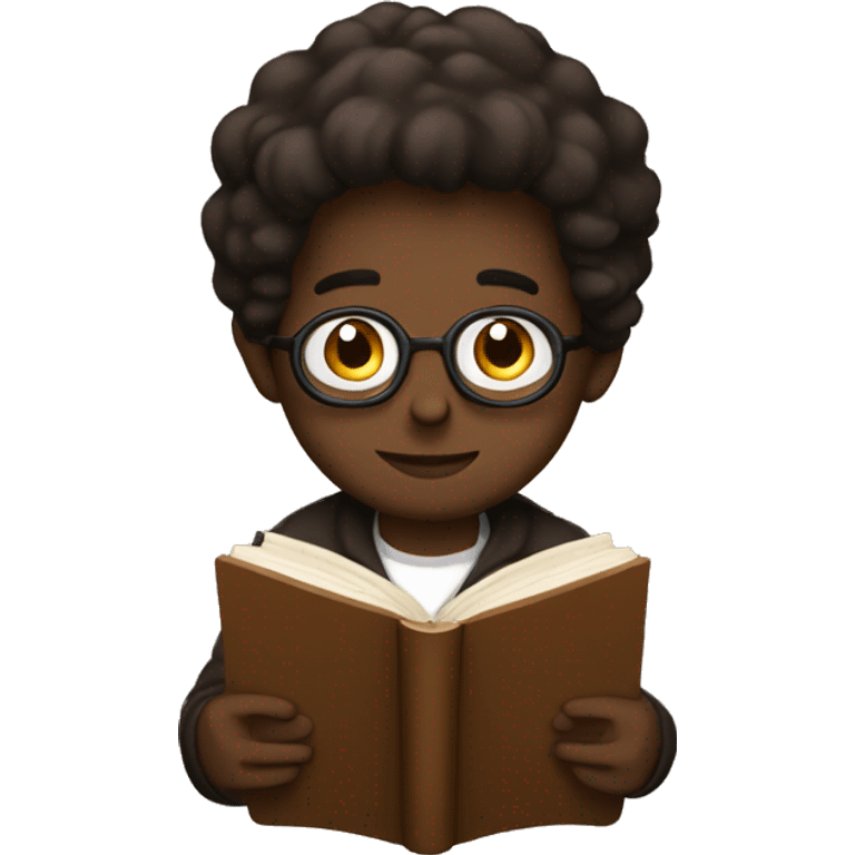 Dark brown style, studying , books  emoji