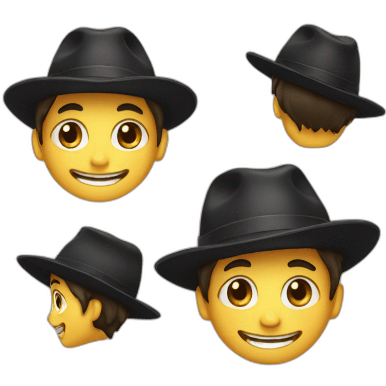 happy boy with black hat emoji