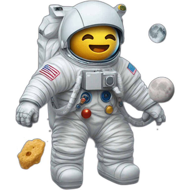 Chat astronote qui mange une glace sur la lune emoji