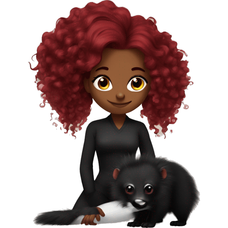 Wine Red haired and black skunk highlights strong girl with atoms emoji