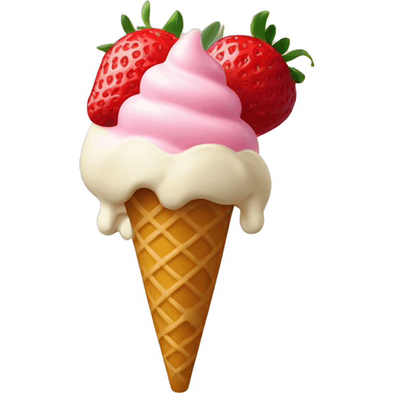 Strawberry and vanilla ice cream mixed emoji