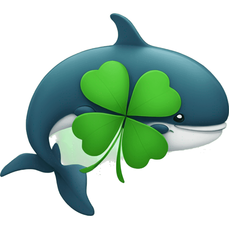 Four-leaf clover-breathing whale emoji