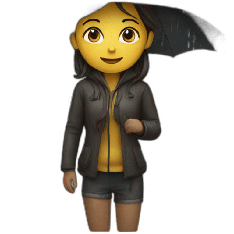 Oilskin girl under rain emoji