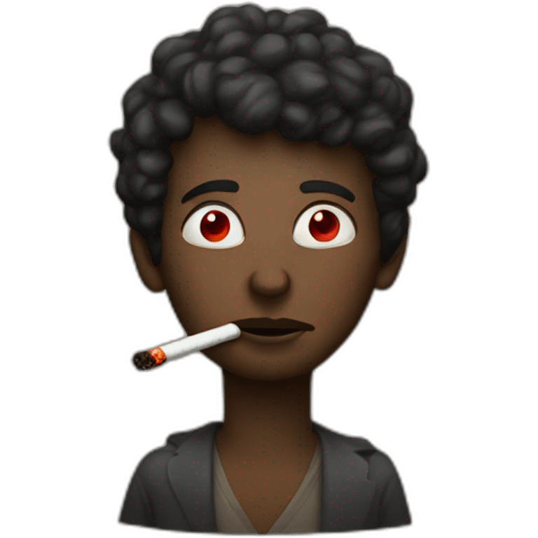 Person smoking red eyes high emoji