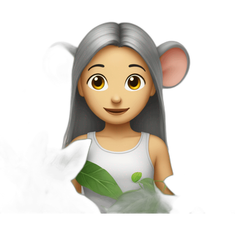 rat fille avec des plantes emoji