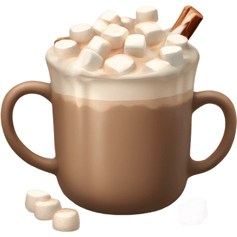 Light beige mug of hot chocolate with marshmallows  emoji