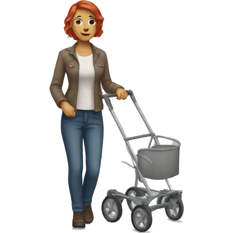 Red haired woman with walker emoji