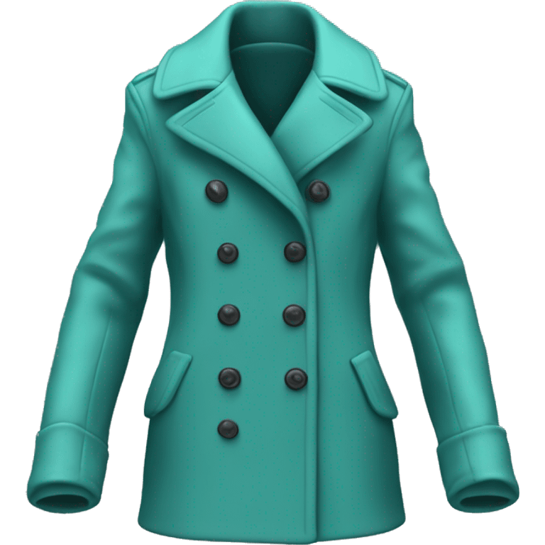 Hyper Realistic isolated side view of a light teal open fashion Peacoat. emoji