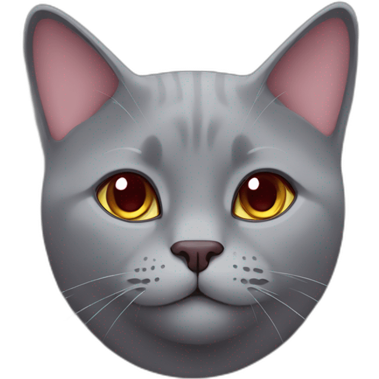 cute gray british cat cheerful in a burgundy t-shirt emoji