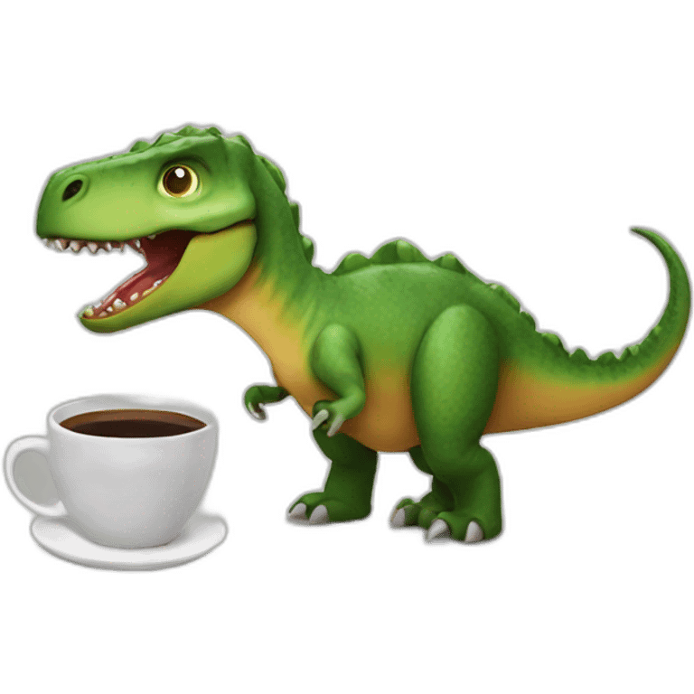 dinosaur drinks coffee emoji