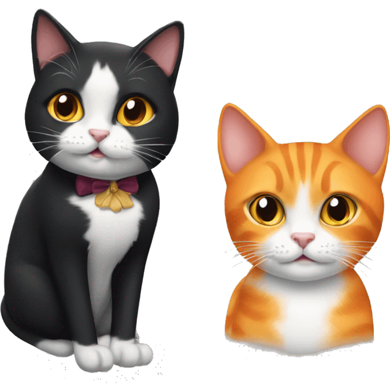 tuxedo girl cat and orange cat emoji