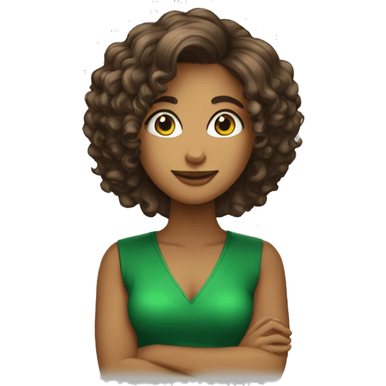 Mulher cabelo castanho claro curto de um lado olhos verdes na academia  emoji