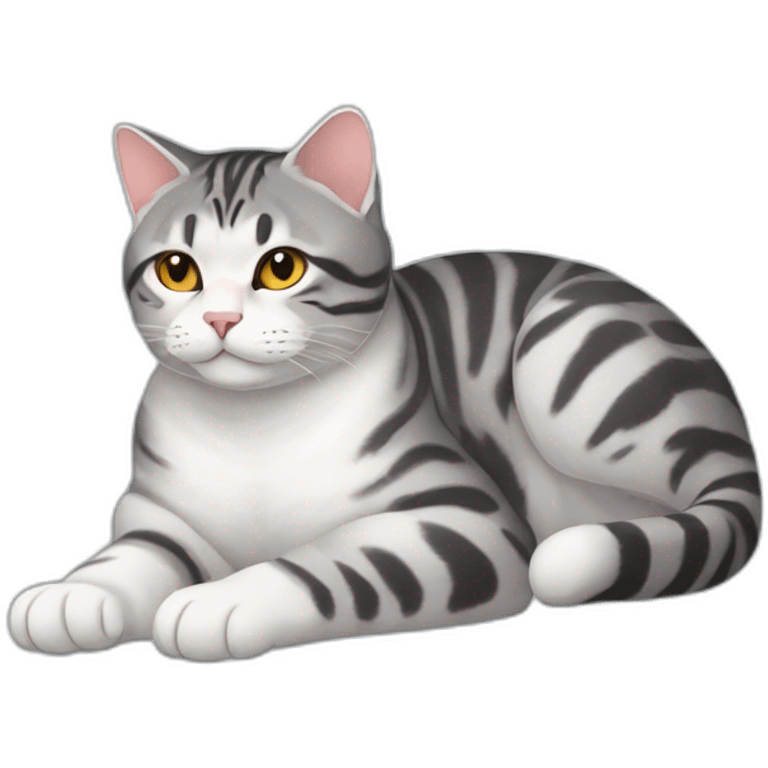 Lying down-cat-American shorthair-cathandswhole body-lie down-Close your eyes. emoji