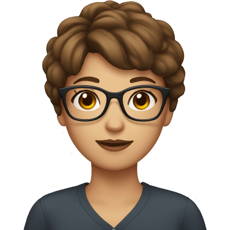 Girl with short brown hair and glasses emoji