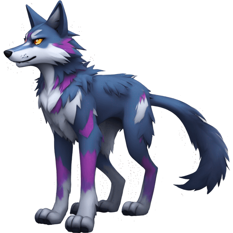  Cool Edgy Colorful Anthro Digimon-Fakemon-Wolf with edgy markings full body emoji