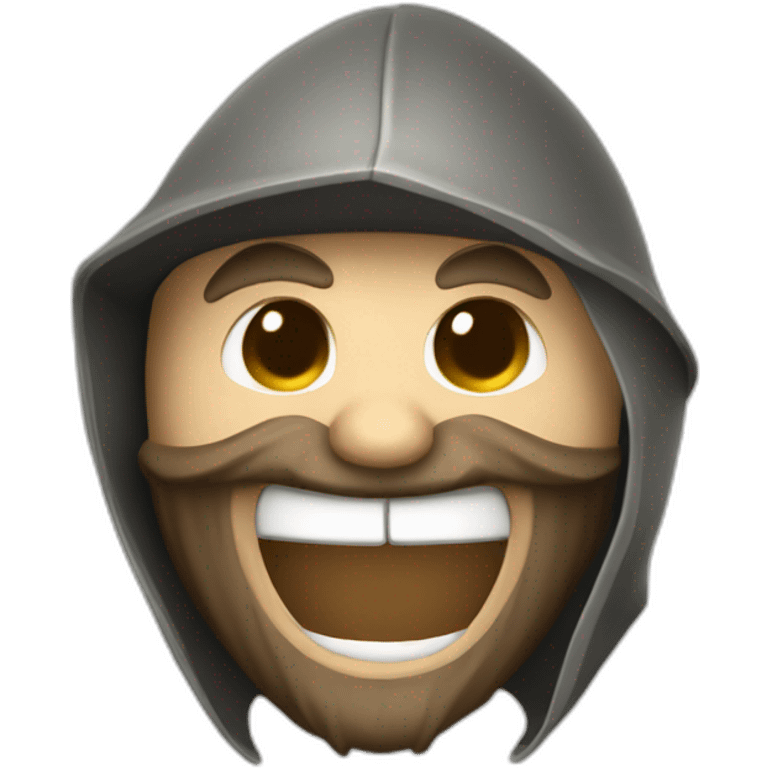 medieval saboteur laughing and escaping, face hidden emoji