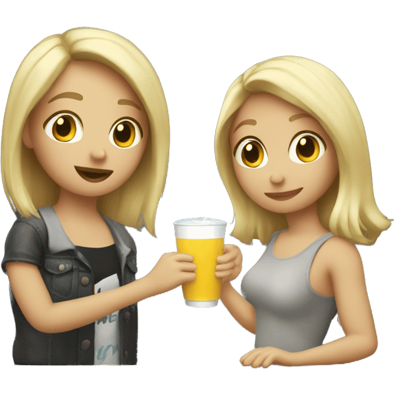 Me and my blond best friend getting drinks emoji