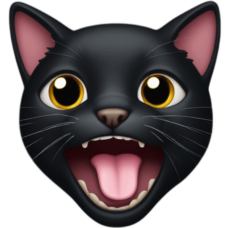 black cat with tongue out emoji