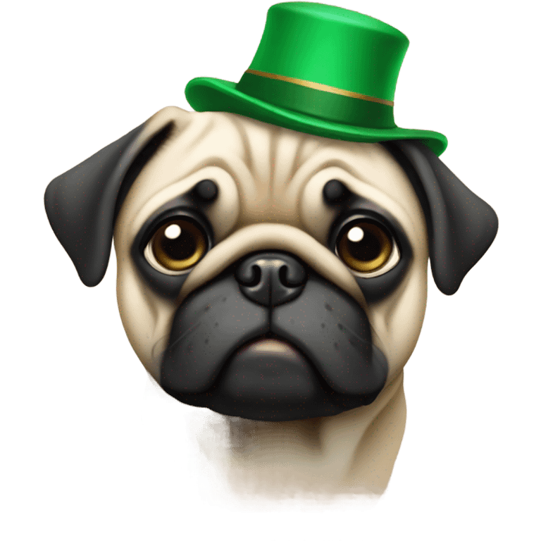 pug wearing a green hat emoji