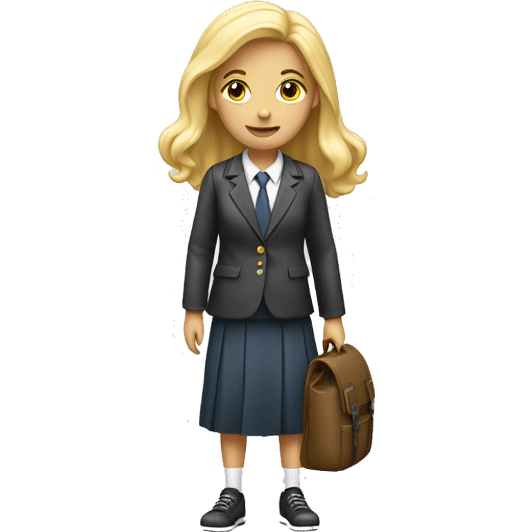 blonde schoolgirl with bag pack emoji